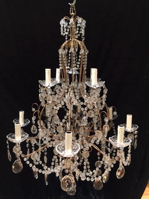 large gilt florentine antique two tier chandelier