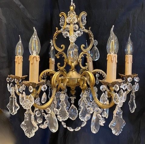 a six light french gilt brass antique chandelier