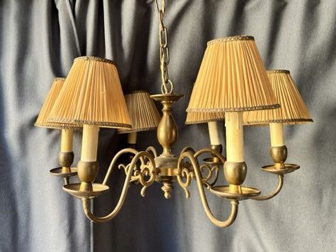 six light dutch pendant chandelier c1920
