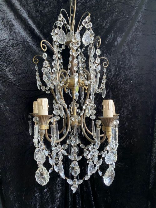 five light dark framed pretty italian chandelier