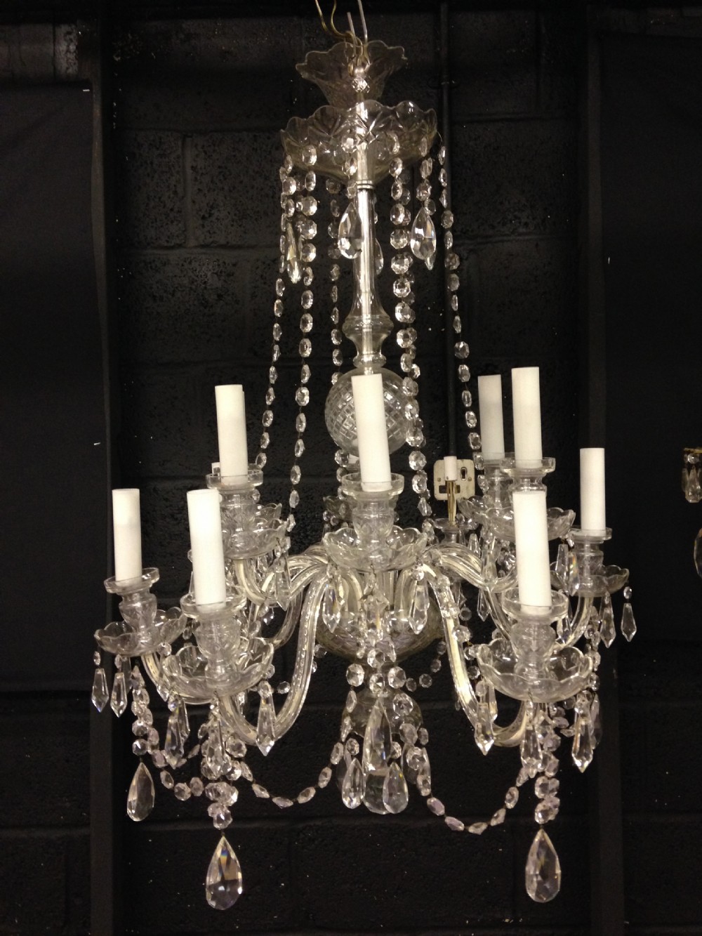 pair of antique traditional english crystal chandeliers