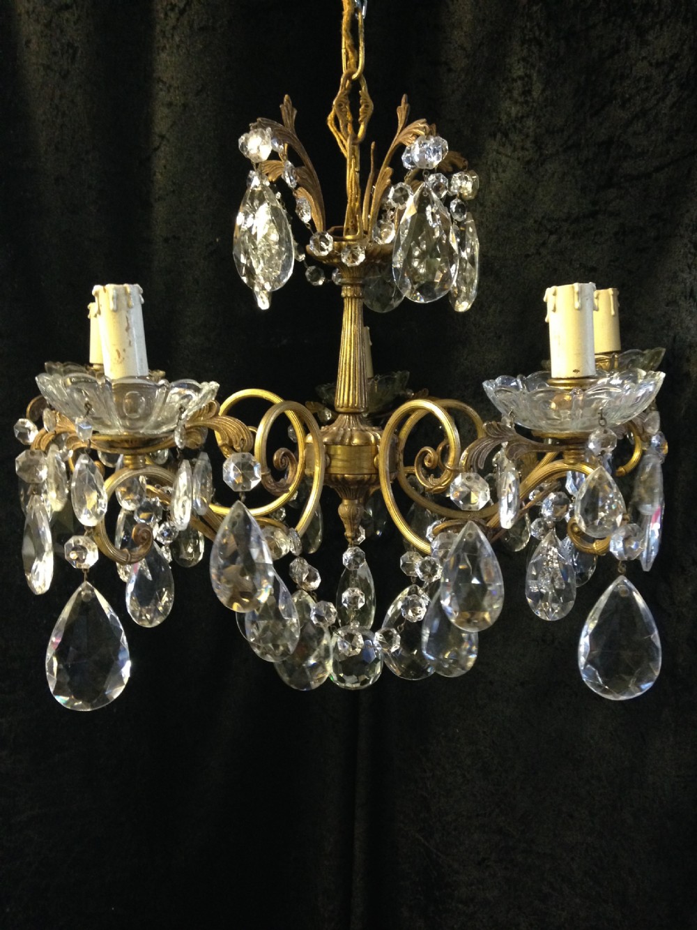 french antique brass and crystal chandelier