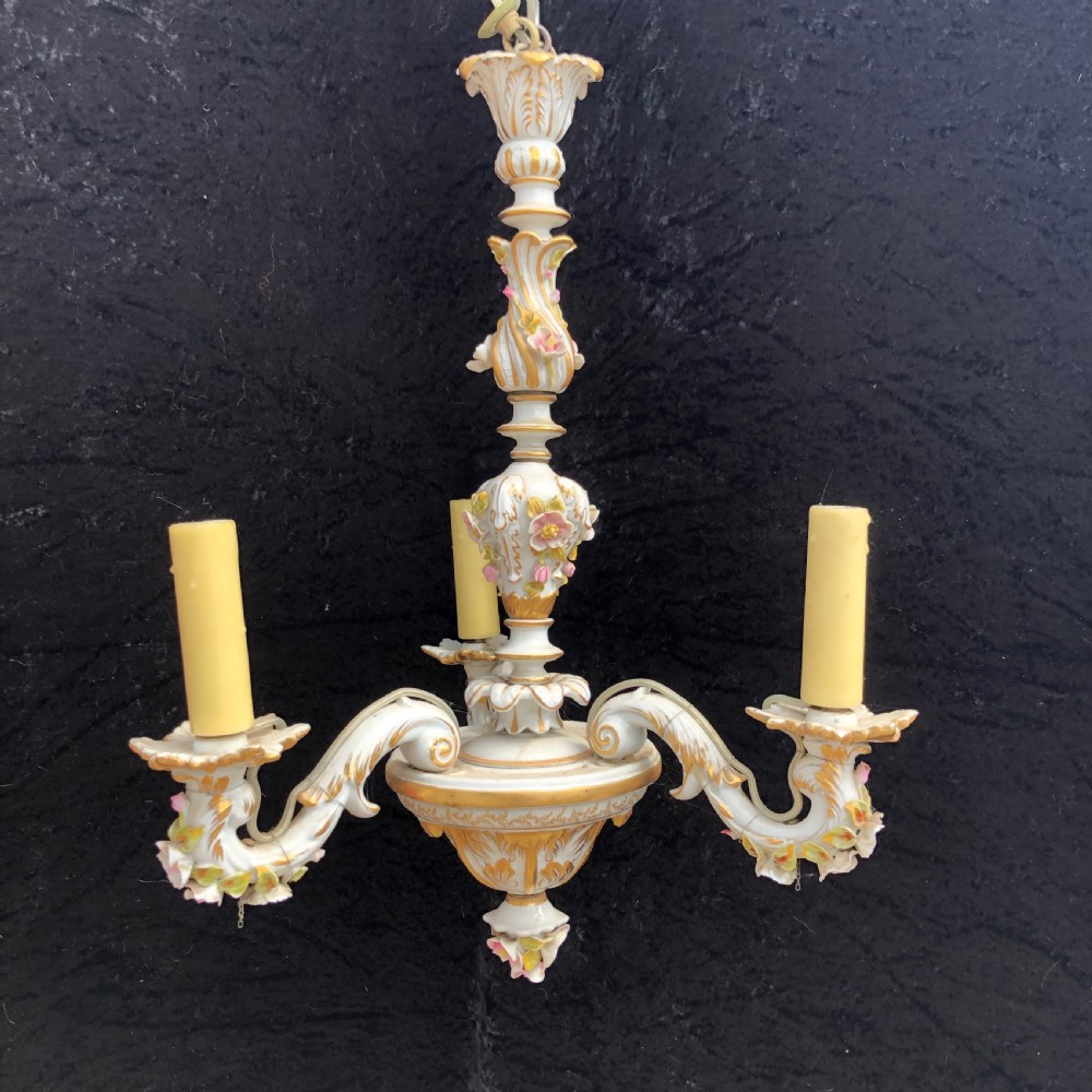 three light capodimonte antique chandelier