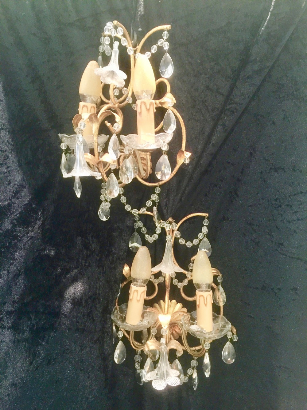 a pair of pretty two light italian antique appliques