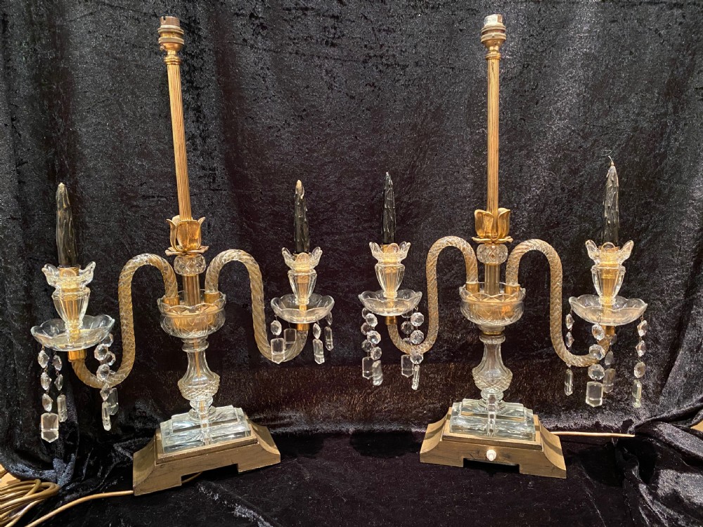 a pair of english candelabra lamps