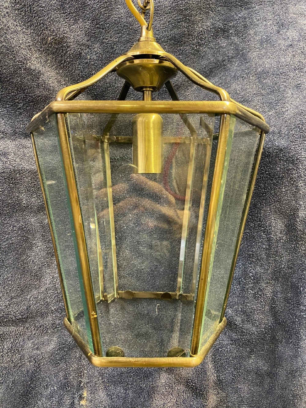 a simple french brass hexagonal antique lantern