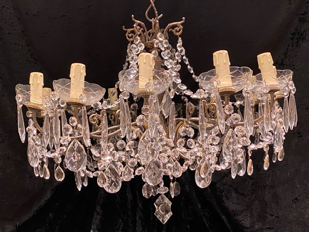 a twelve light italian shallow antique chandelier