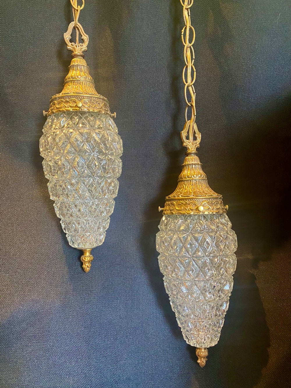 a pair of antique glass french hall lanterns