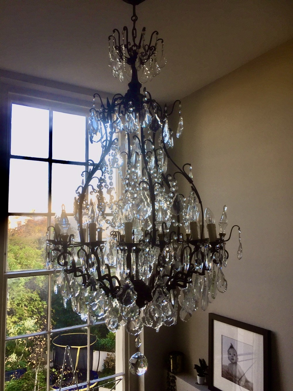 a large french bronze antique chandelier