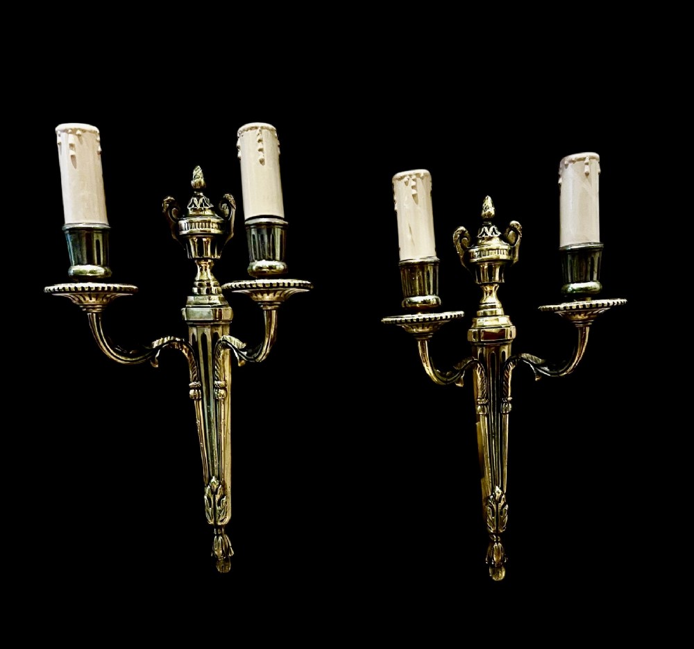 french pair of brass antique wall lights