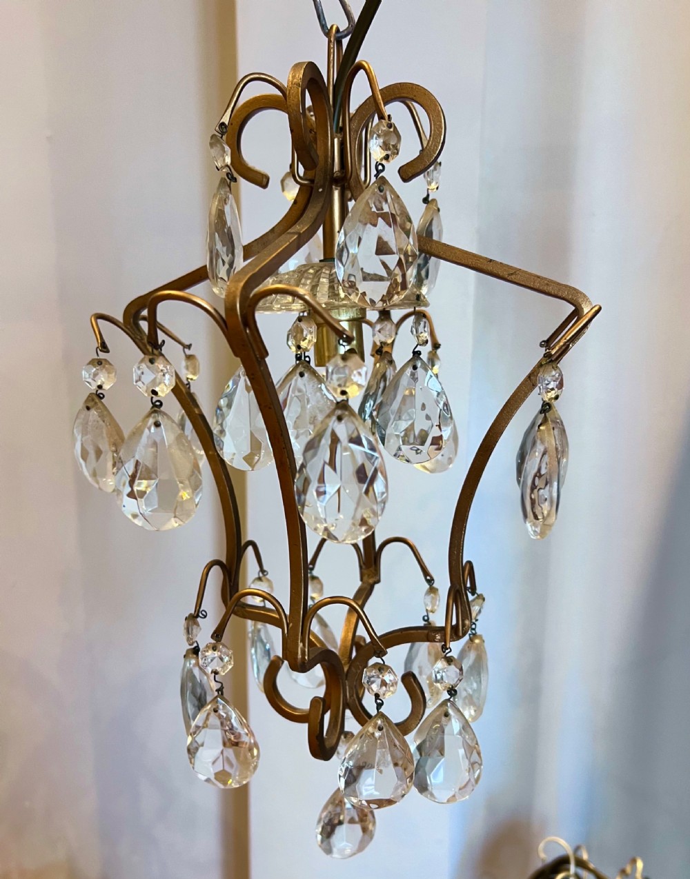 single light italian antique cage chandelier