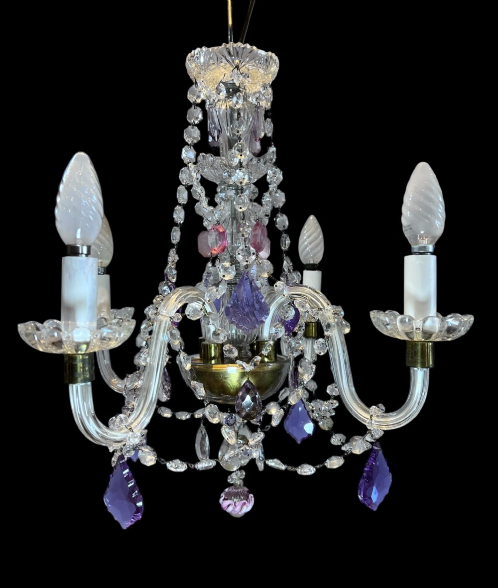 english crystal antique crystal chandelier with coloured glass