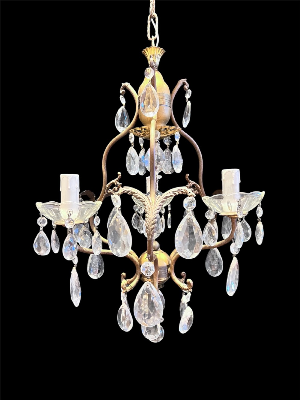 a three light italian antique chandelier
