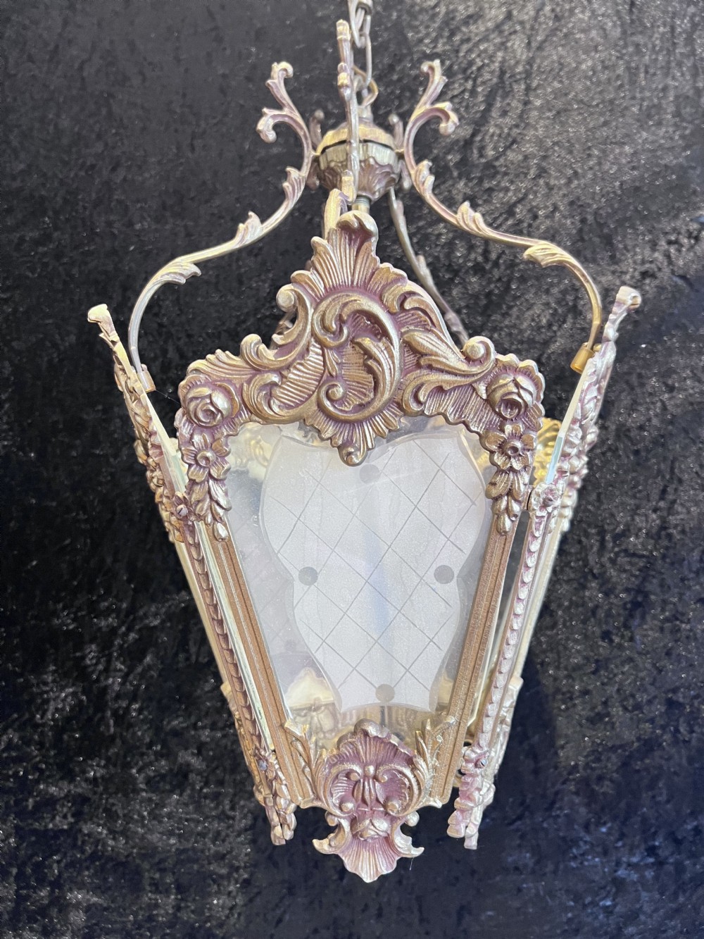 an antique single light brass rococo french lantern