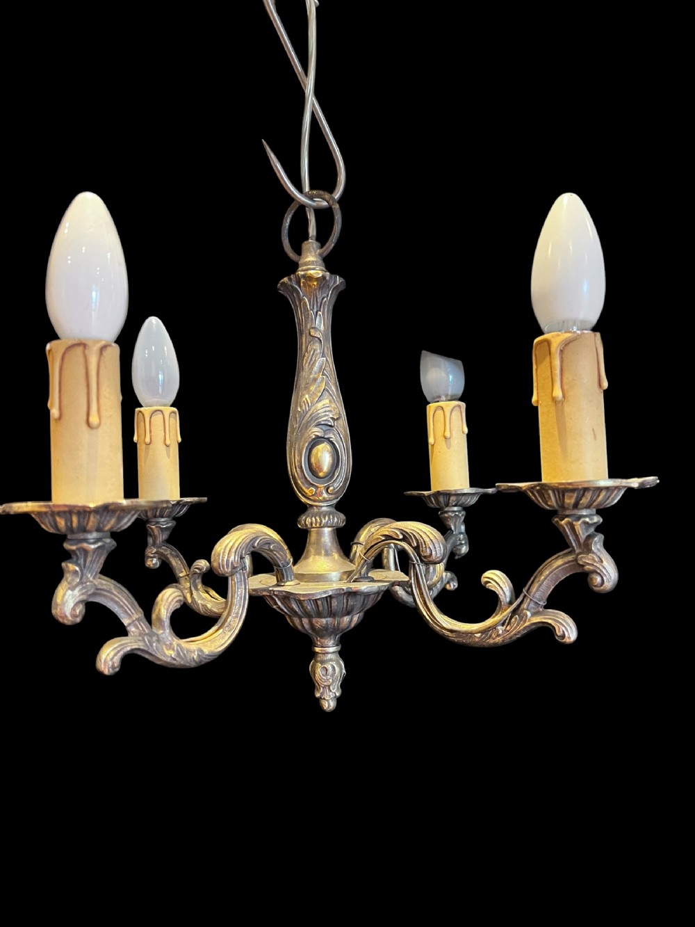 four light brass french antique pendant chandelier